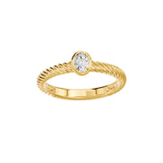 Solitaire bague diamant naturel ovale 0.20 carat or jaune Octavia